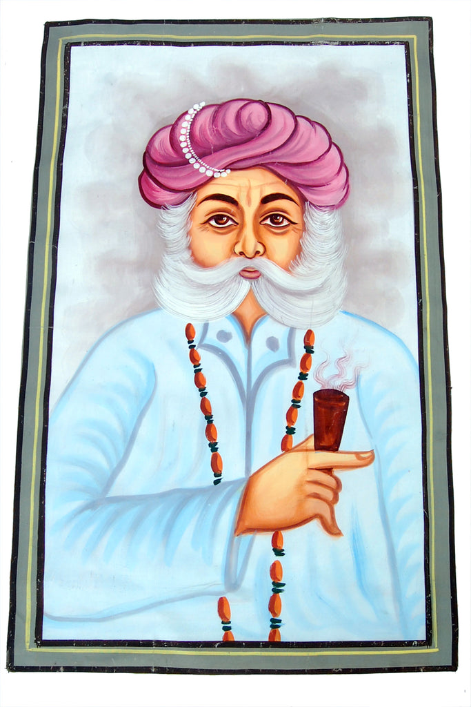 Old Man Painting On Silk