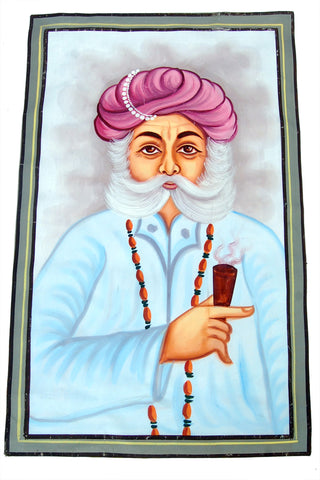 Old Man Painting On Silk